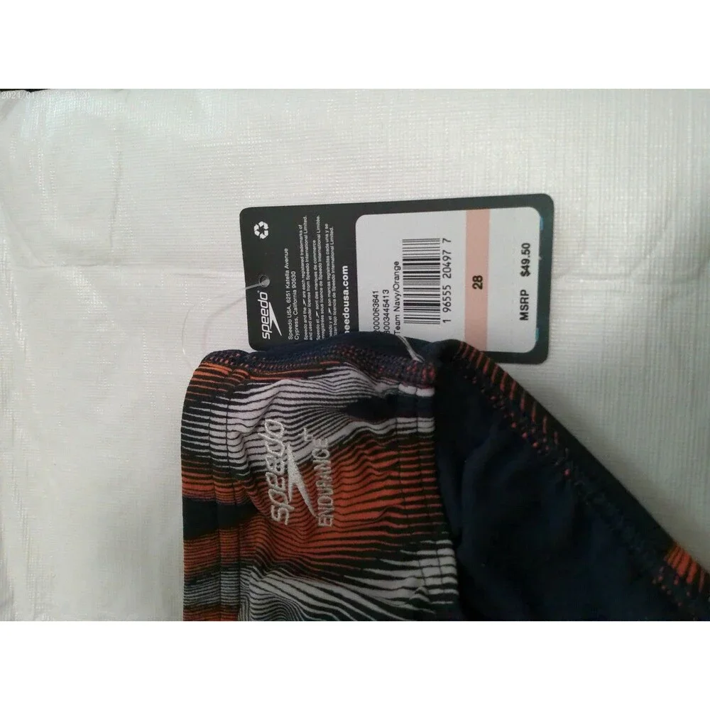 Speedo Men's Swim Brief Size 28 Purpose Brief Navy/Orange Endurance+ NIB